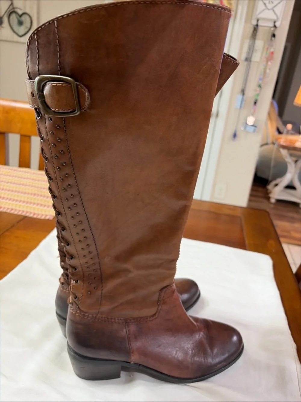 Arturo Chiang Brown Leather Over-the-Knee Zip Boots